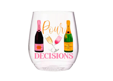 Pour Decisions 14oz Stemless Wine Tossware - Gabrielle's Biloxi