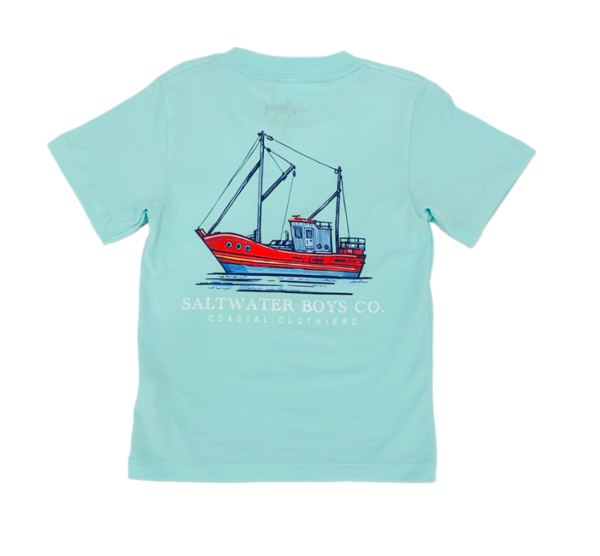 Saltwater Boys Shrimp Boat SS Pocket Tee - Aqua - Gabrielle's Biloxi