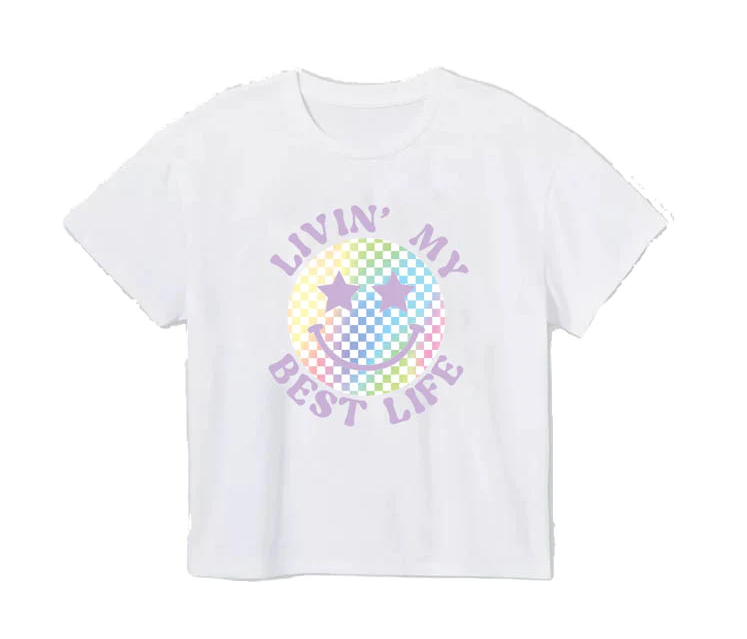 Girls Livin' My Best Life Boxy Tee - Gabrielle's Biloxi