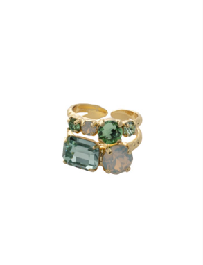 Sorrelli Miriam Stacked Ring - Bright Gold Sage Green - Gabrielle's Biloxi
