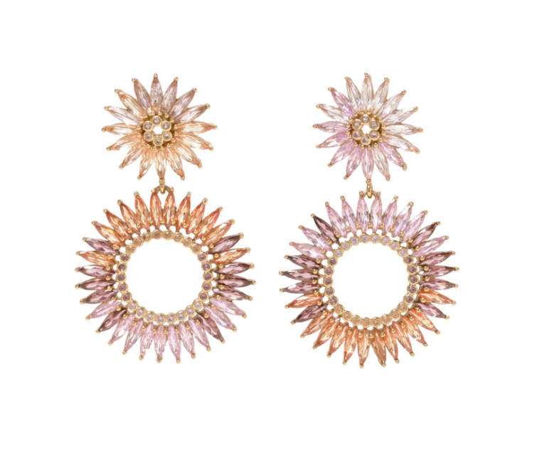 Mignonne Gavigan Crystal Madeline Earrings - Pink Multi - Gabrielle's Biloxi