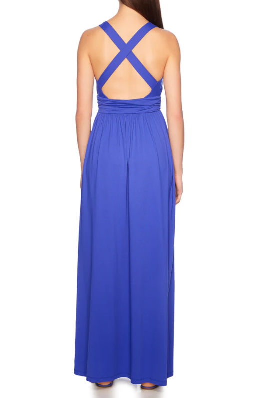Susana Monaco Cross Back Gathered Dress 42" - Plum Wine - Gabrielle's Biloxi