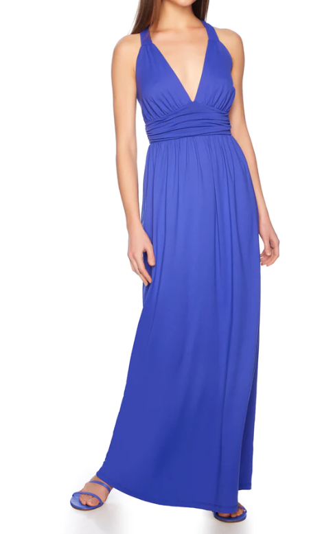 Susana Monaco Cross Back Gathered Dress 42" - Plum Wine - Gabrielle's Biloxi