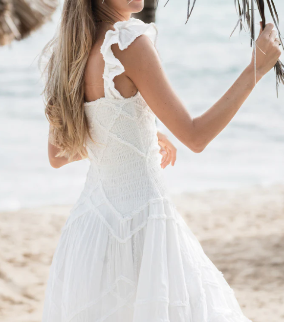 love shack fancy white dress Love Shack Fancy Brin Dress - Bright White