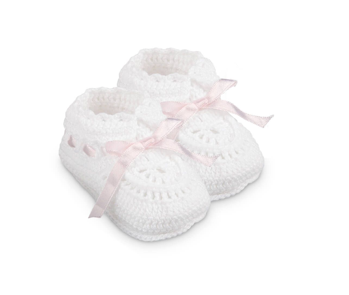 Jefferies Socks Hand Crochet Ribbon Bootie 1 Pair - Pink - Gabrielle's Biloxi