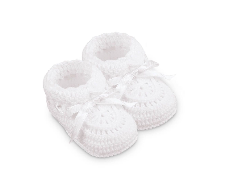 Jefferies Socks Hand Crochet Ribbon Bootie 1 Pair - White - Gabrielle's Biloxi