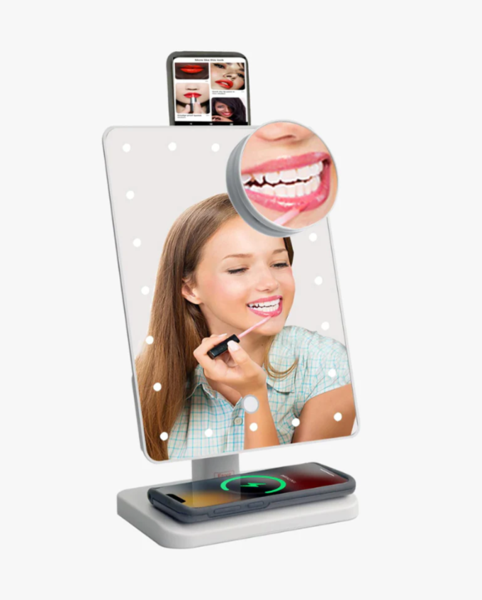 Glam Studio Mirror with Bluetooth Speaker - White - Gabrielle's Biloxi