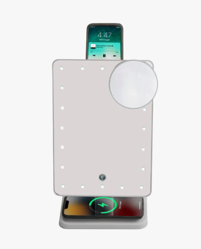 Glam Studio Mirror with Bluetooth Speaker - White - Gabrielle's Biloxi