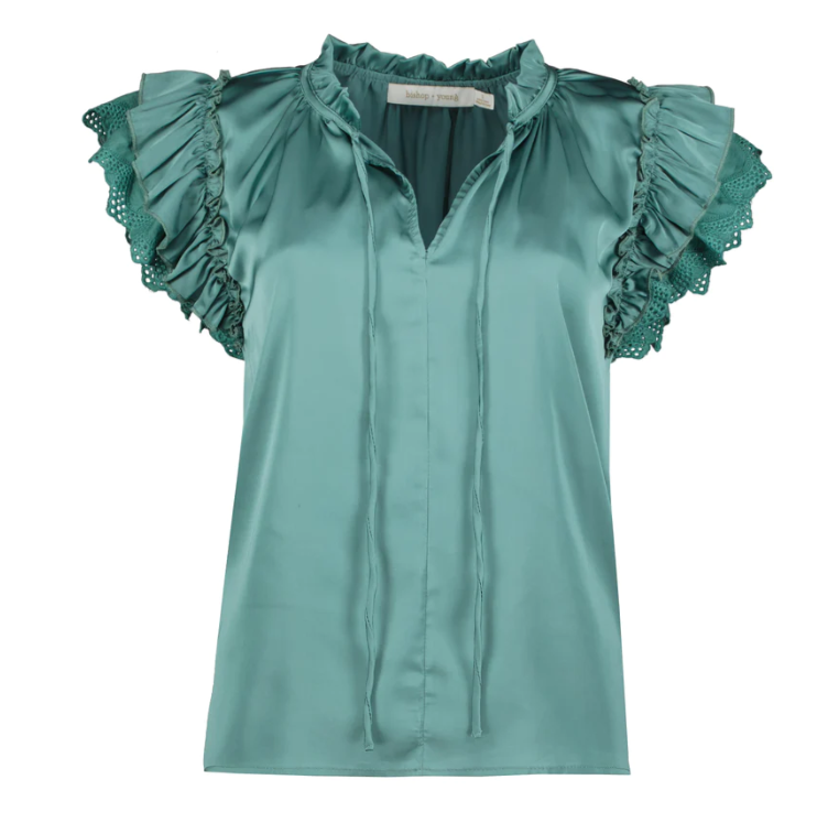 Bishop + Young Nikki Flutter Sleeve Top - Sea Glass - Gabrielle's Biloxi