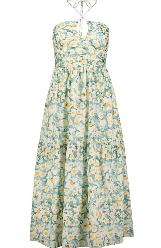 white halter dress with flowers Wholesale MOQ6 Crochet Flower Halter Neck Knit Dress main image 0