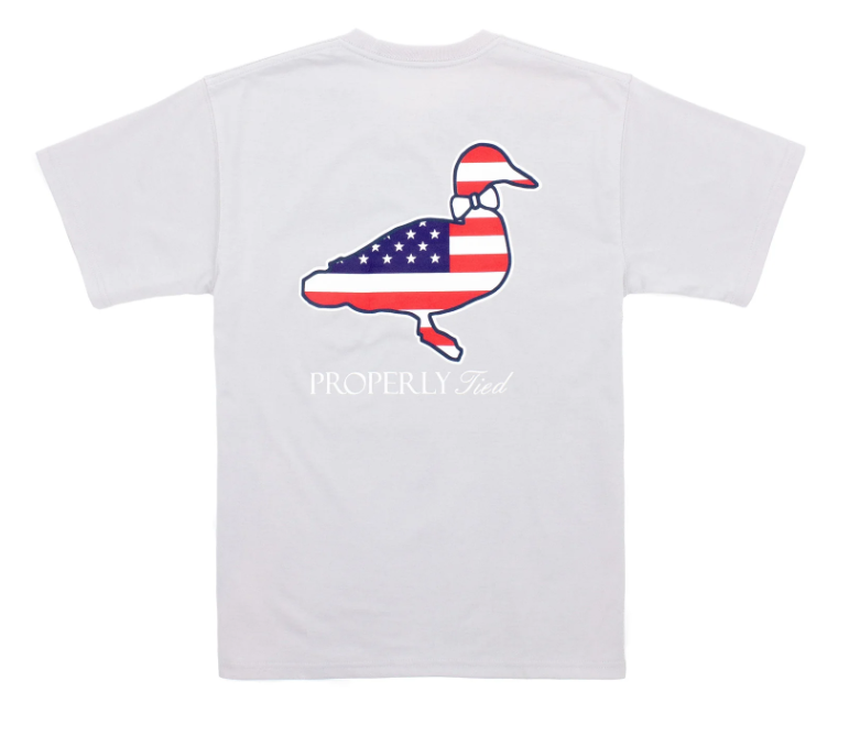 Properly Tied Americana Logo SS - Ice Grey - Gabrielle's Biloxi