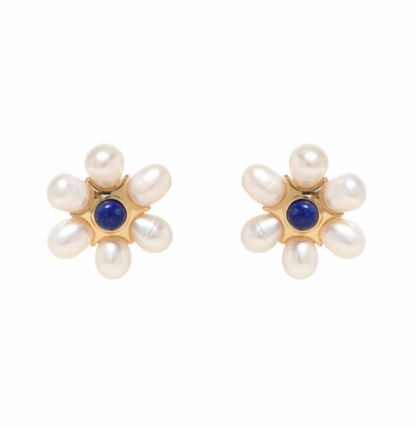 Mignonne Gavigan Safi Studs - White/Blue - Gabrielle's Biloxi