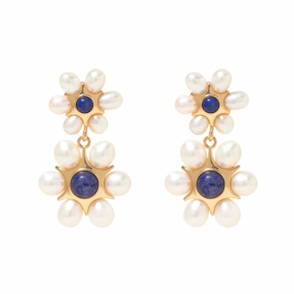 Mignonne Gavigan Safi Earrings - White/ Blue - Gabrielle's Biloxi