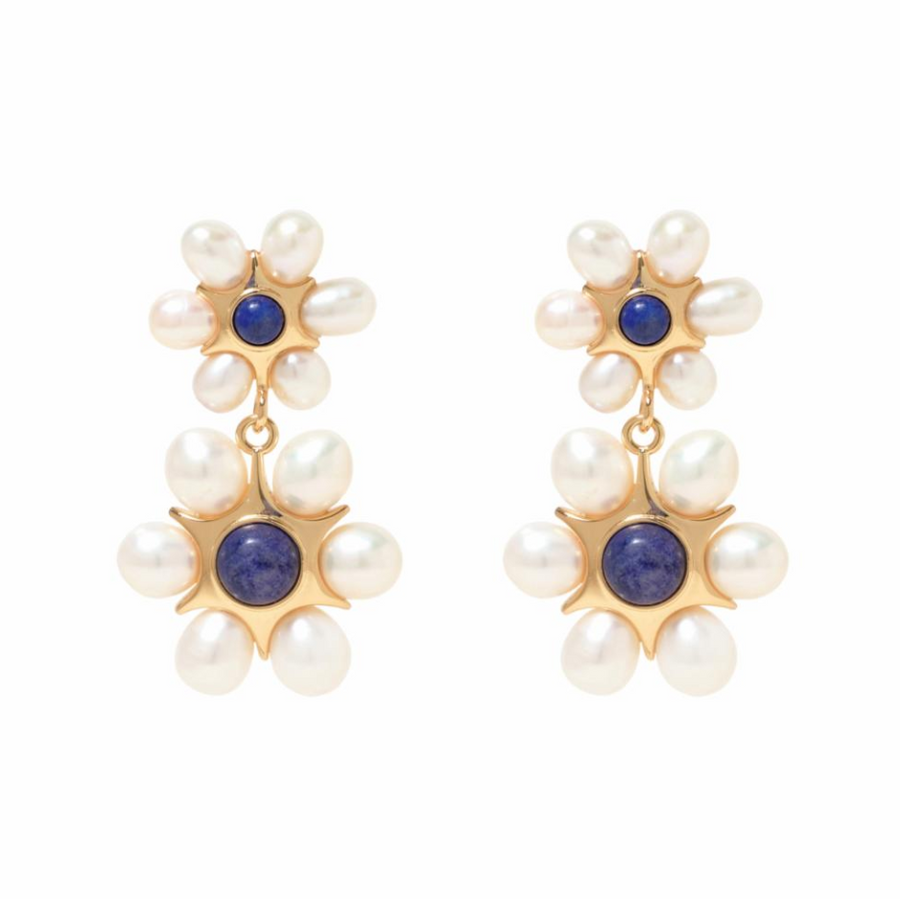 Mignonne Gavigan Safi Earrings - White/ Blue - Gabrielle's Biloxi