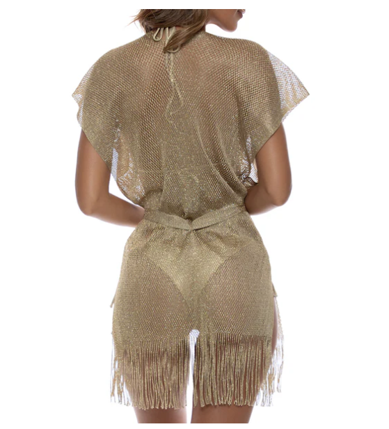 Luli Fama Finge Short Caftan - Gold Rush - Gabrielle's Biloxi