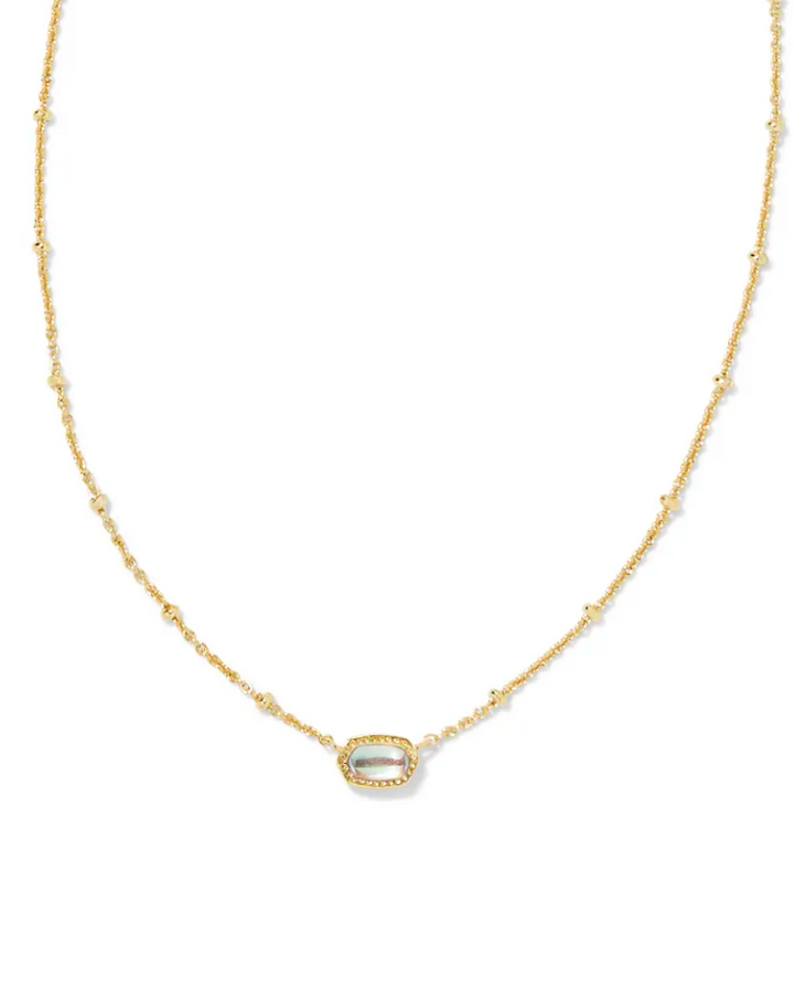 Kendra Scott Mini Elisa Satellite Short Pendant Necklace - Gold Dichroic Glass - Gabrielle's Biloxi