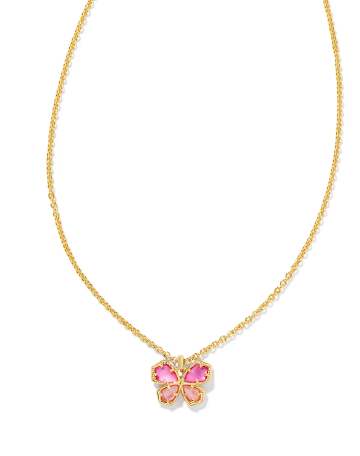 Kendra Scott Mae Butterfly Short Pendant Necklace - Gold Azalea Pink Mix - Gabrielle's Biloxi