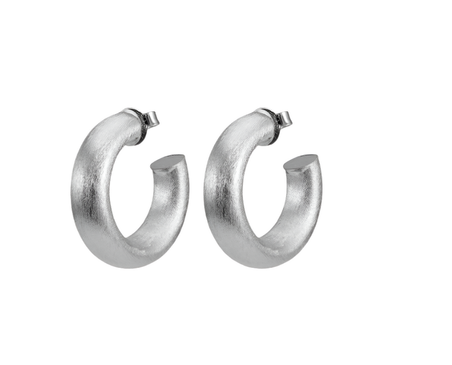 Sheila Fajl Small Chantal Hoops - Brushed Silver - Gabrielle's Biloxi