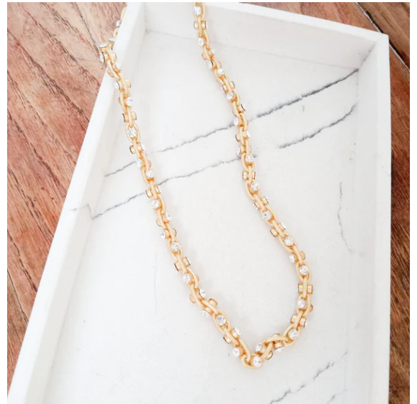 Twisted Rhinestone Statement Necklace 18" - Gabrielle's Biloxi