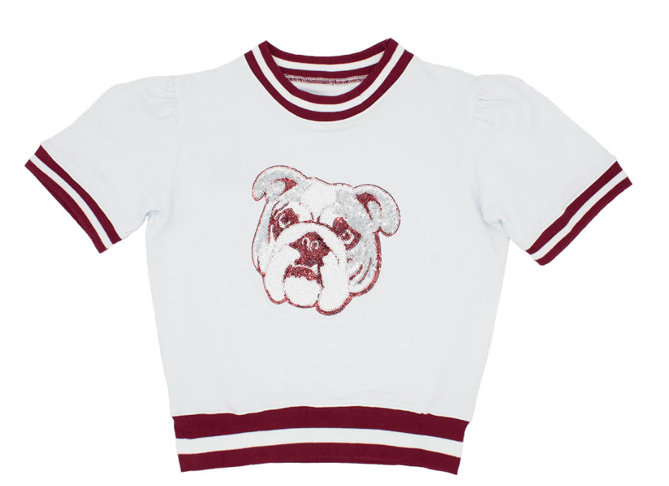 Game Day Holly Short Sleeve Sequin - Maroon - Gabrielle's Biloxi