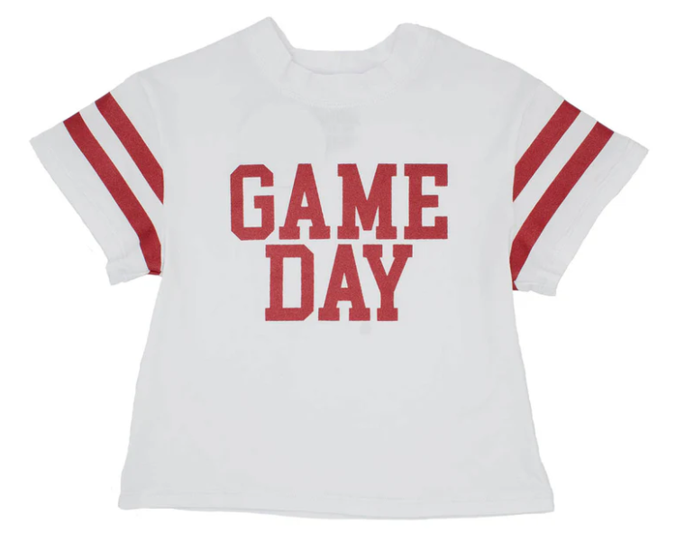 Game Day Glitter Boxy T' - Red - Gabrielle's Biloxi