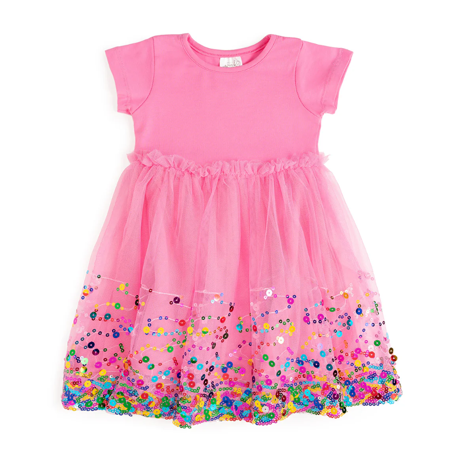 Sweet Wink Raspberry Confetti Short Sleeve Tutu Dress - Gabrielle's Biloxi