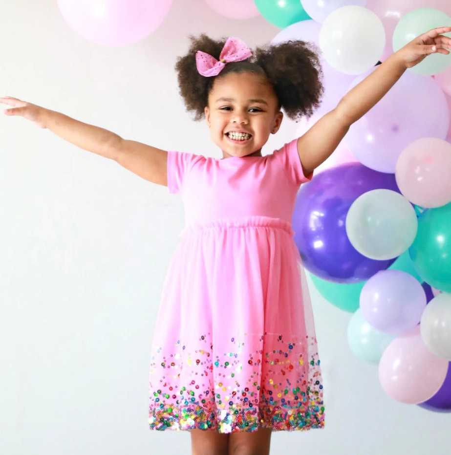 Sweet Wink Raspberry Confetti Short Sleeve Tutu Dress - Gabrielle's Biloxi