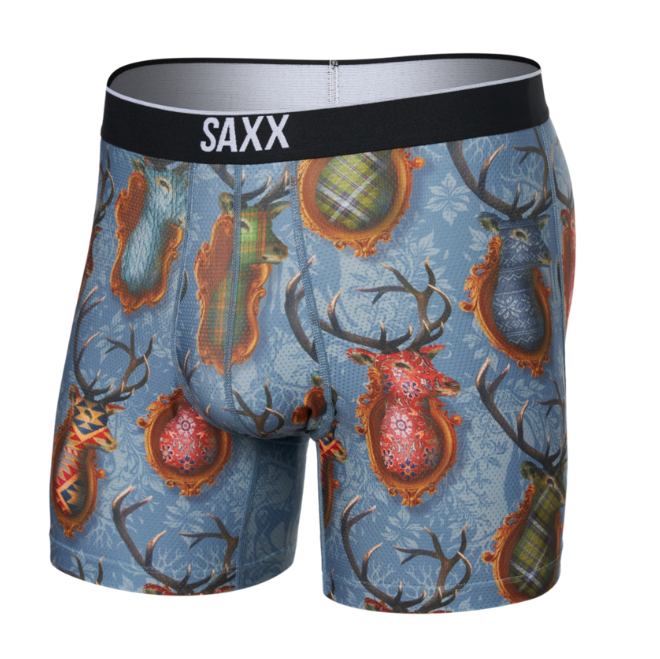 Saxx Volt Breathable Mesh Boxer Brief - Mr. Deer Face Slate - Gabrielle's Biloxi