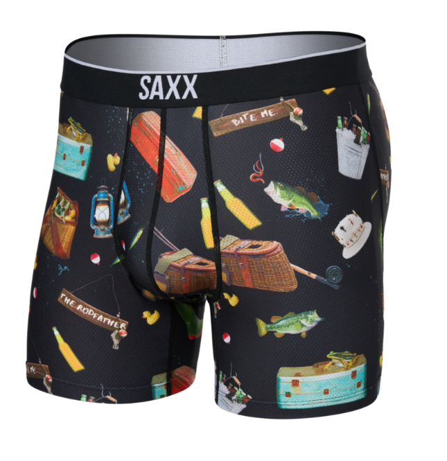 Saxx Volt Breathable Mesh Boxer Brief - Catch Phrases Black - Gabrielle's Biloxi