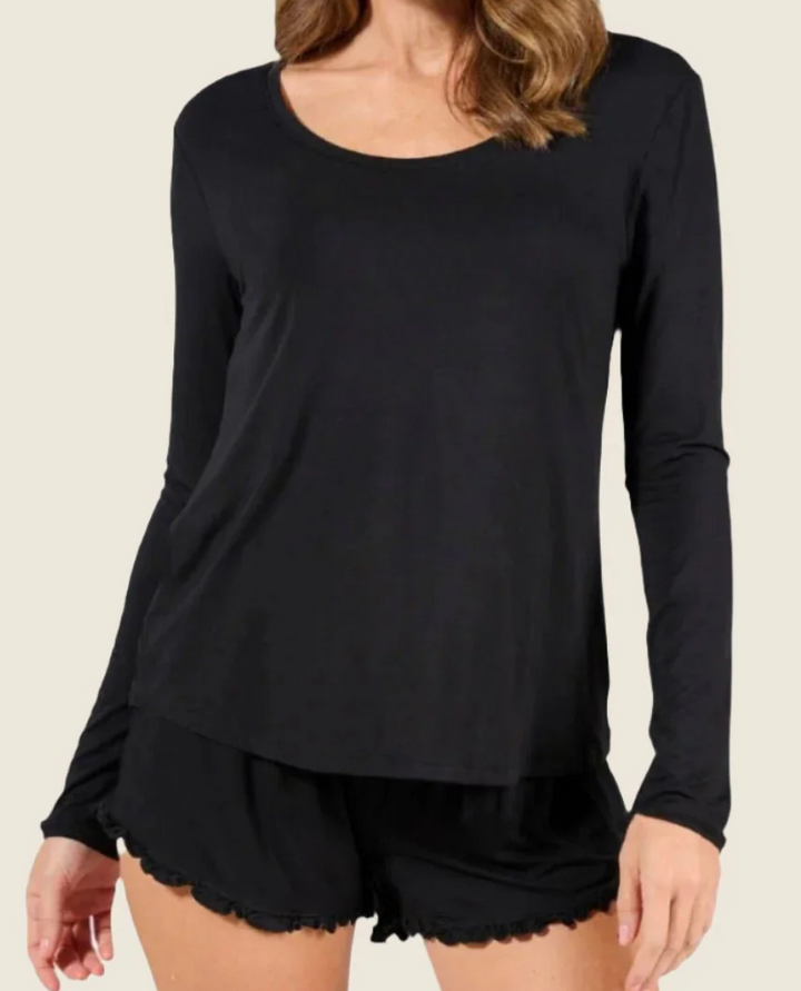 Faceplant Dreams Long Sleeve Pajama Shirt - Black - Gabrielle's Biloxi