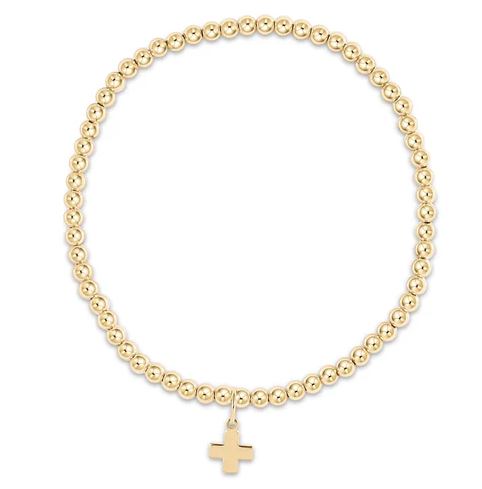 Enewton Classic Gold 3mm Bead Bracelet - Signature Cross Gold Charm - Gabrielle's Biloxi