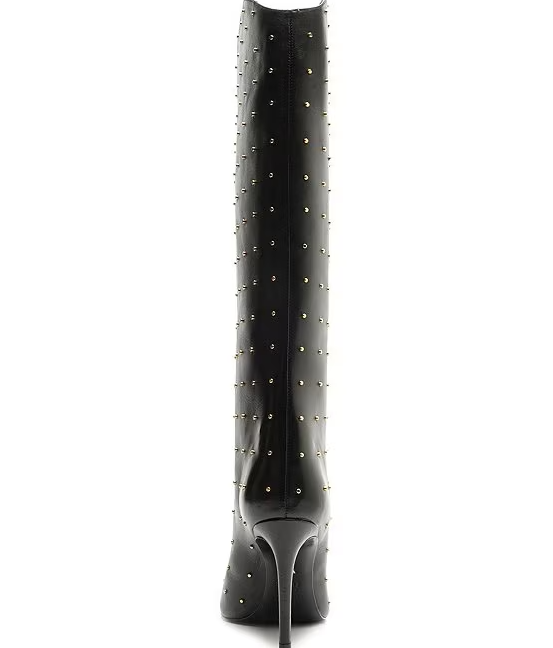 Schutz Maryana Leather Studded Boots - Black - Gabrielle's Biloxi