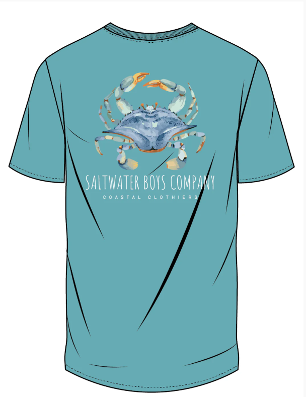 Boys Crab Short Sleeve Graphic Tee - Aqua - Gabrielle's Biloxi