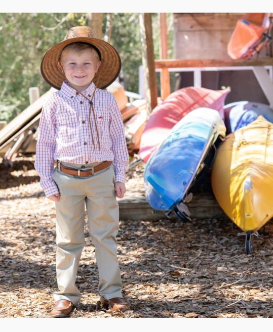 Boys Flagler Fishing Shirt - Red Plaid - Gabrielle's Biloxi