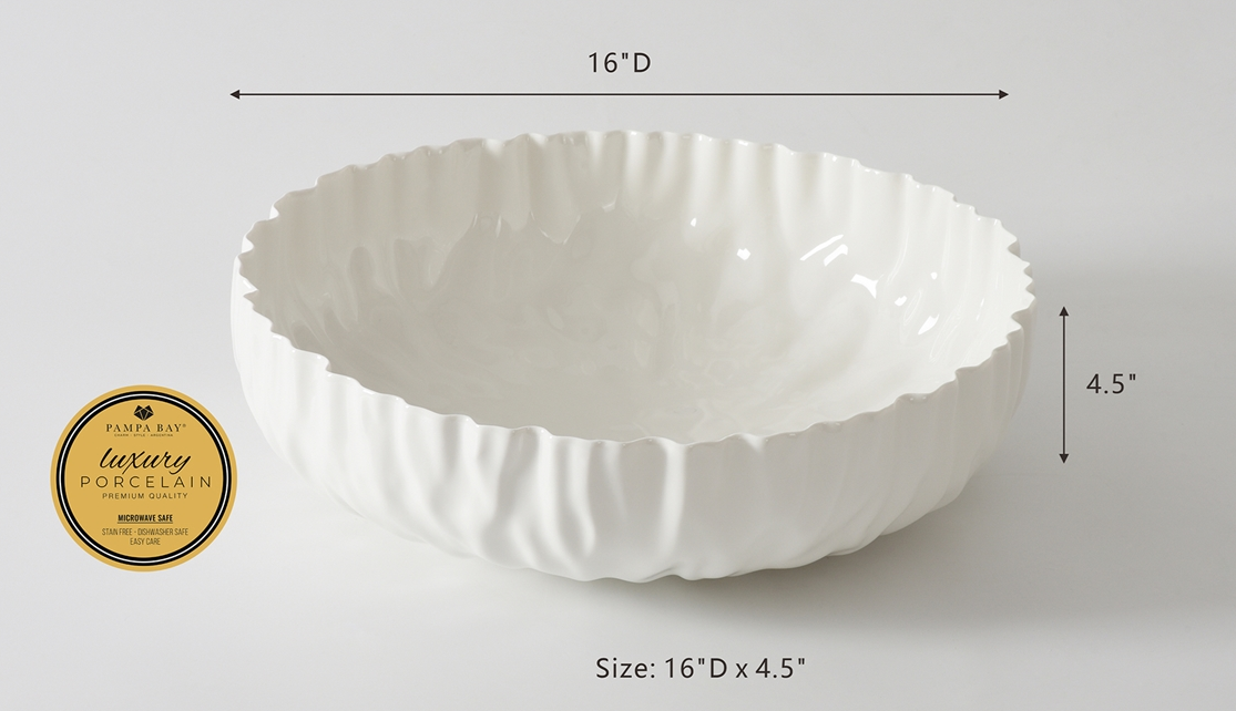 Pampa Bay Extra Large Shallow Bowl - White - Gabrielle's Biloxi