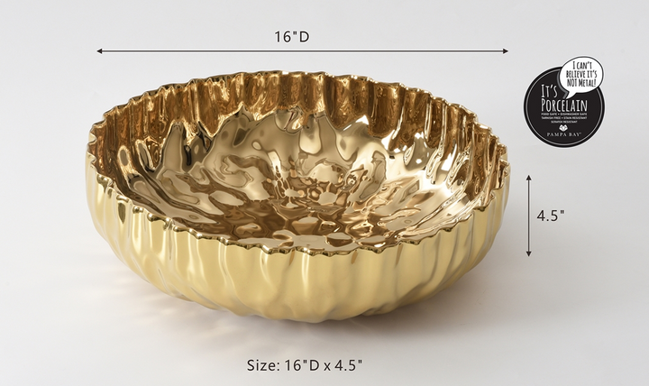 Pampa Bay Extra Large Shallow Bowl - Gold - Gabrielle's Biloxi