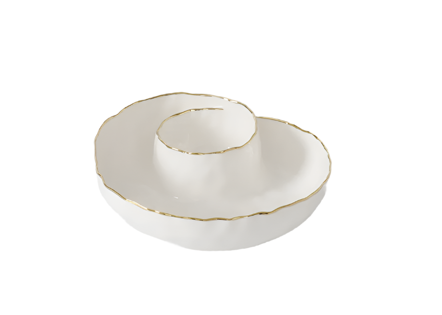Pampa Bay Chip & Dip - White and Gold - Gabrielle's Biloxi