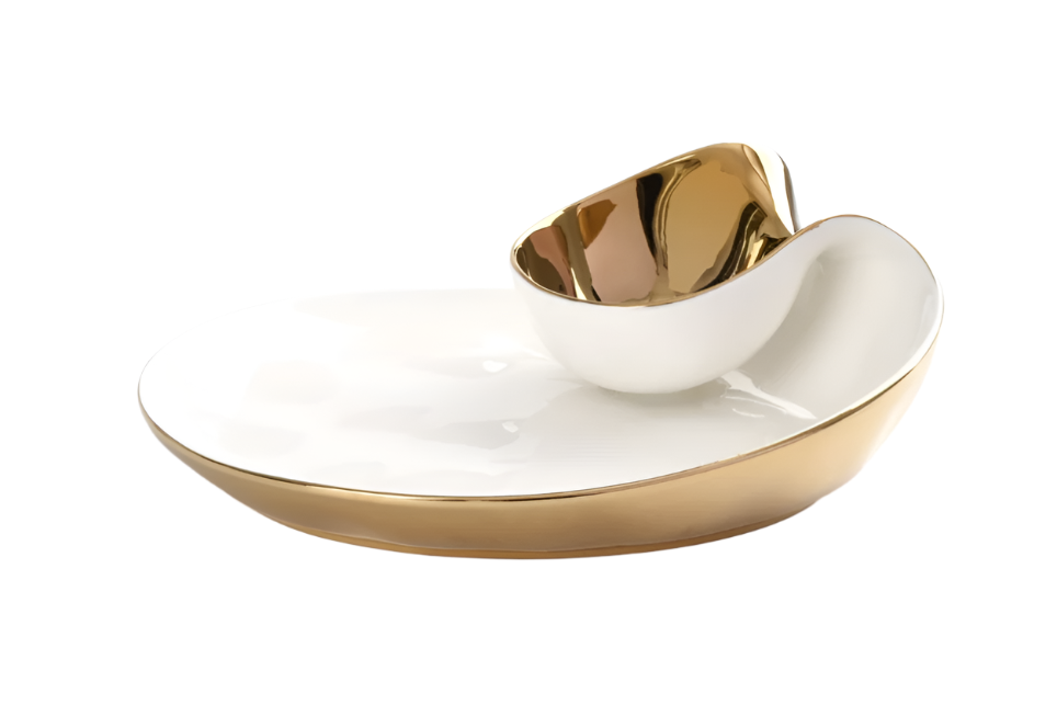 Pampa Bay Chip & Dip - White and Gold - Gabrielle's Biloxi