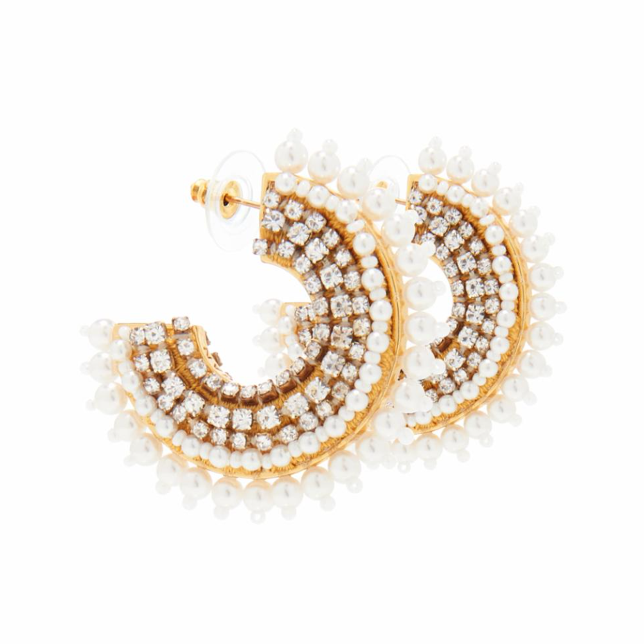 Mignonne Gavigan Mini Pearl Fiona Hoops - White - Gabrielle's Biloxi