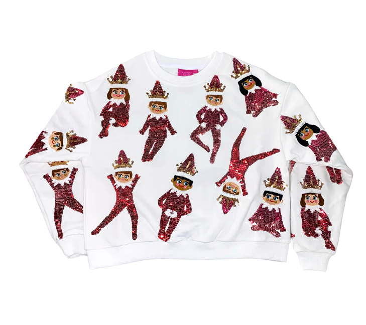 Queen of Sparkles Kids White Elf on the Shelf Sweatshirt - White - Gabrielle's Biloxi