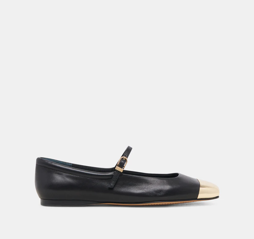 Dolce Vita Reyes Toe Cap - Black Leather - Gabrielle's Biloxi
