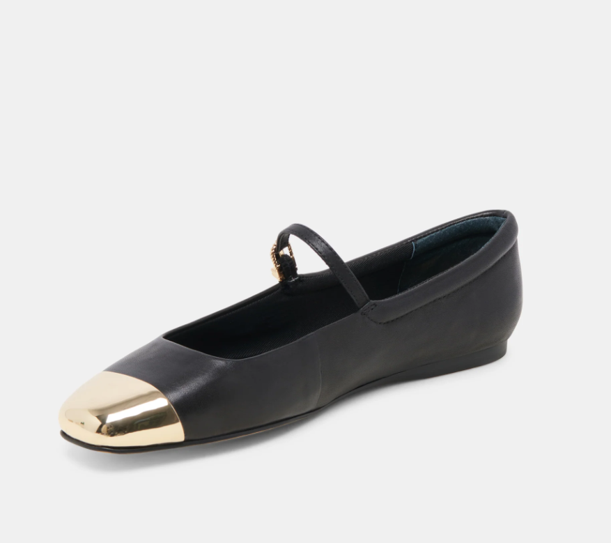Dolce Vita Reyes Toe Cap - Black Leather - Gabrielle's Biloxi