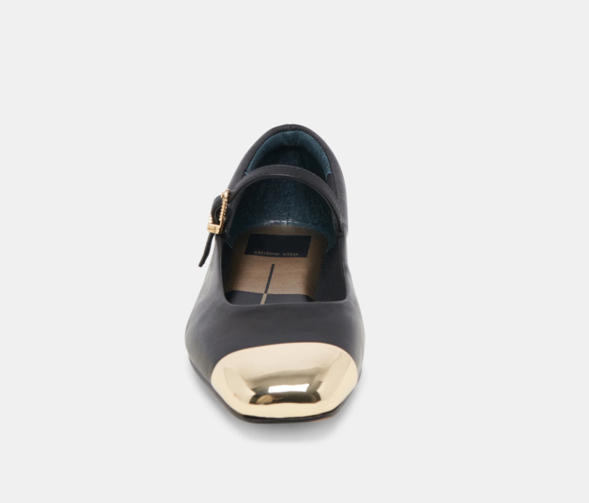 Dolce Vita Reyes Toe Cap - Black Leather - Gabrielle's Biloxi