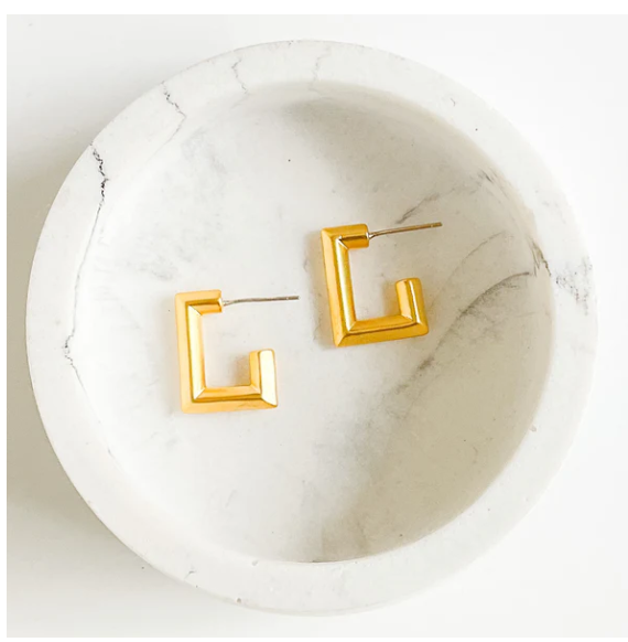 Medium Square Brushed Hoops - Gabrielle's Biloxi