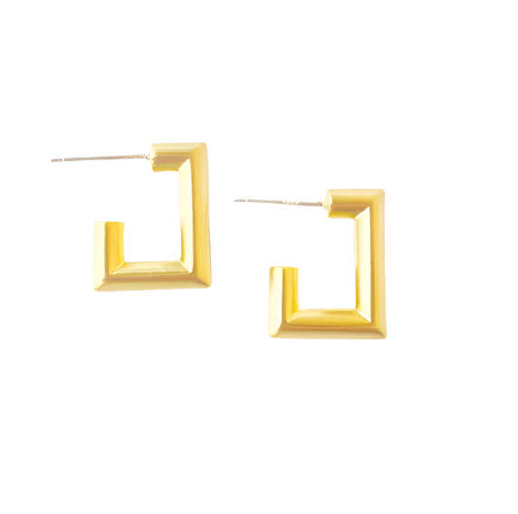 Medium Square Brushed Hoops - Gabrielle's Biloxi