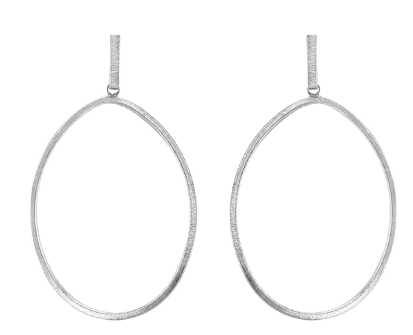 Sheila Fajl Twisted Oval Hoop Earrings - Brushed Silver - Gabrielle's Biloxi