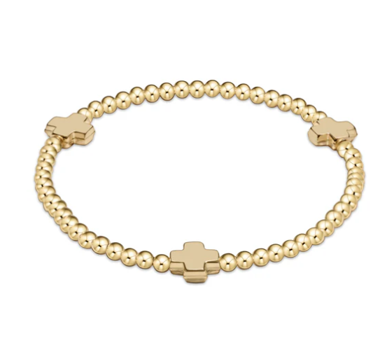 egirl Signature Cross Gold Pattern 3mm Bead Bracelet - Gold - Gabrielle's Biloxi
