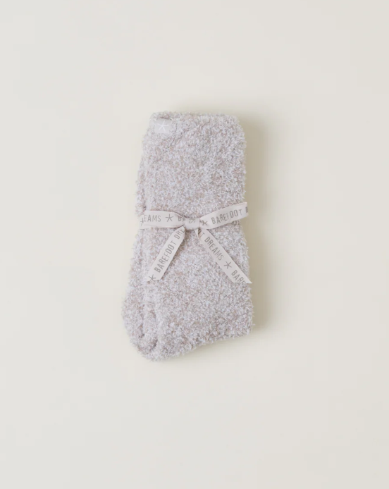 Barefoot Dreams Cozychic Heathered Socks - Stone / White - Gabrielle's Biloxi