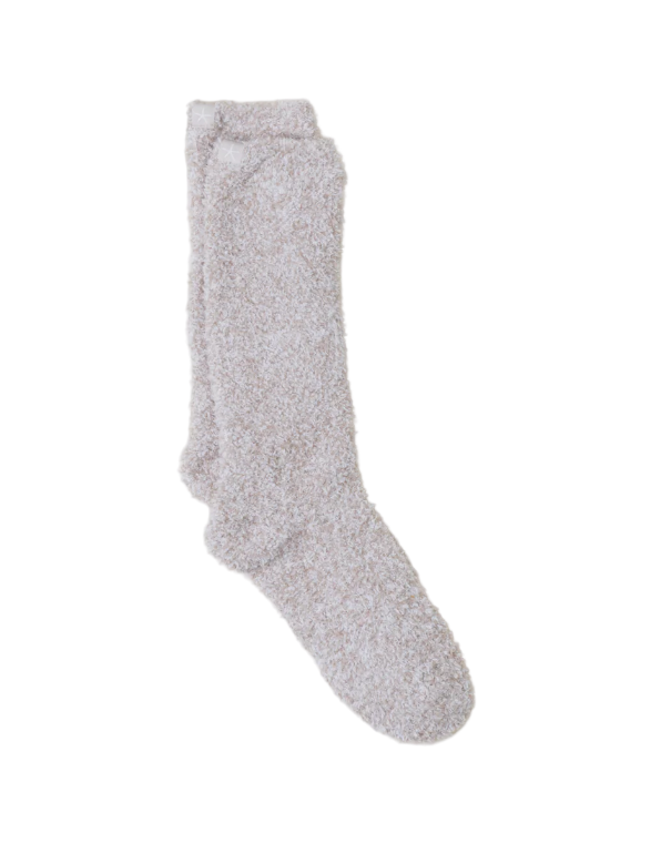 Barefoot Dreams Cozychic Heathered Socks - Stone / White - Gabrielle's Biloxi