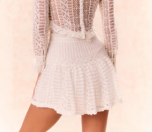 Love Shack Fancy Rubyanna Skirt - Cream - Gabrielle's Biloxi
